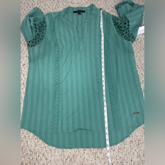 Marc New York Green Relaxed Ribbed Blouse with Mandarin Collar size XL - Picture 9 of 10